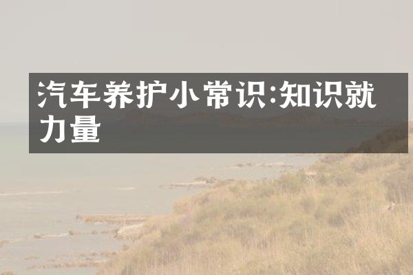 汽车养护小常识:知识就是力量