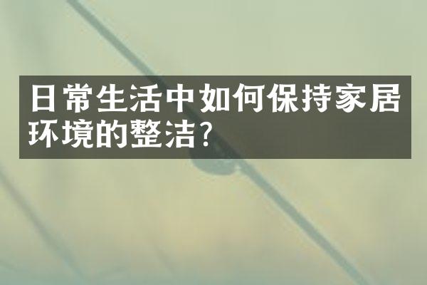 日常生活中如何保持家居环境的整洁?