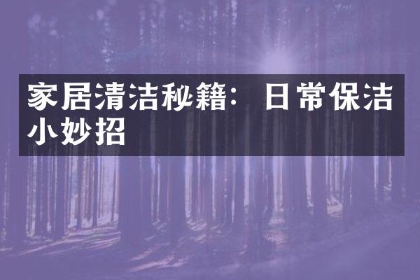 家居清洁秘籍：日常保洁小妙招