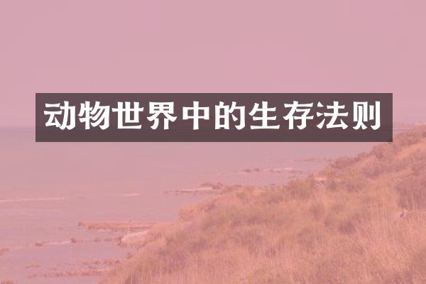 动物世界中的生存法则