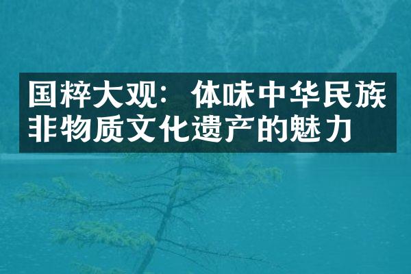 国粹大观：体味中华民族非物质文化遗产的魅力