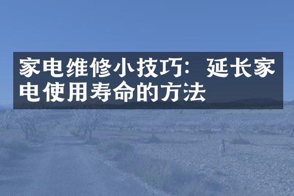 家电维修小技巧：延长家电使用寿命的方法
