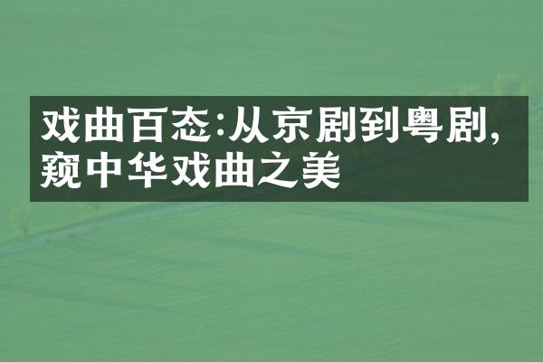 戏曲百态:从京剧到粤剧,一窥中华戏曲之美