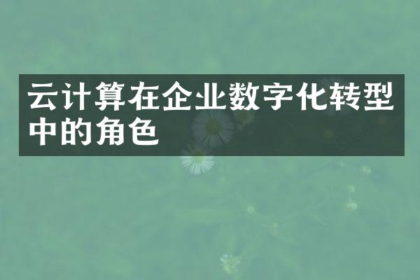 云计算在企业数字化转型中的角色