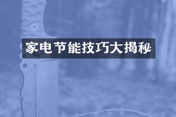 家电节能技巧大揭秘