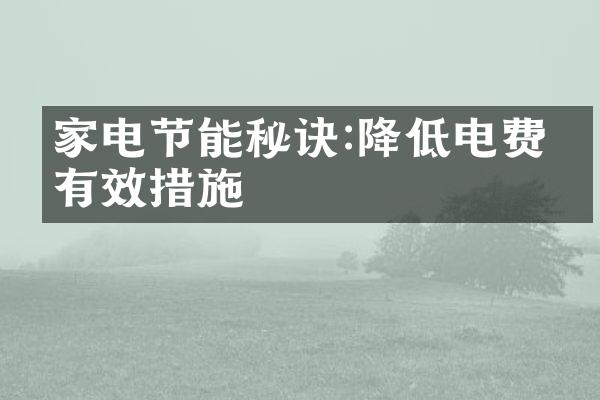 家电节能秘诀:降低电费的有效措施