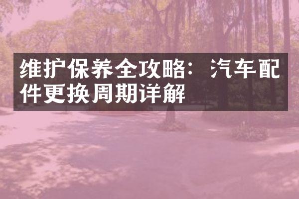 维护保养全攻略：汽车配件更换周期详解