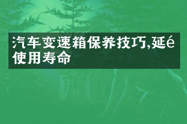 汽车变速箱保养技巧,延长使用寿命