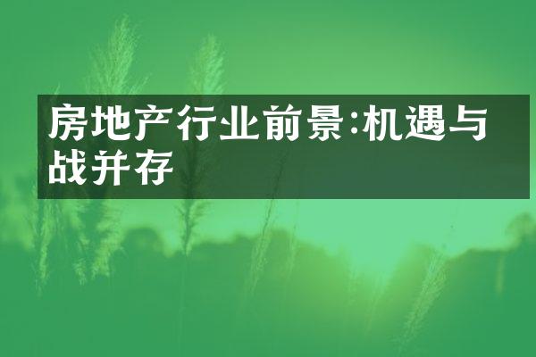 房地产行业前景:机遇与挑战并存