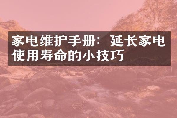 家电维护手册：延长家电使用寿命的小技巧