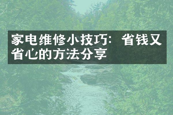 家电维修小技巧：省钱又省心的方法分享