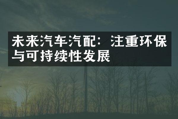 未来汽车汽配：注重环保与可持续性发展
