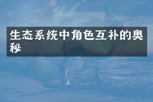 生态系统中角色互补的奥秘