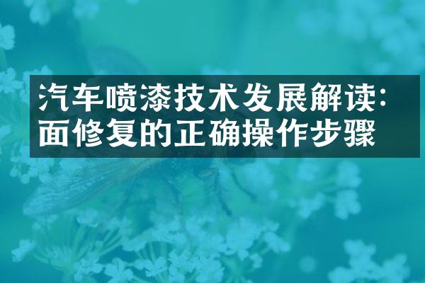 汽车喷漆技术发展解读:漆面修复的正确操作步骤
