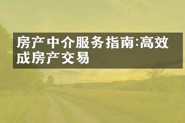 房产中介服务指南:高效完成房产交易