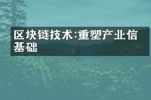 区块链技术:重塑产业信任基础