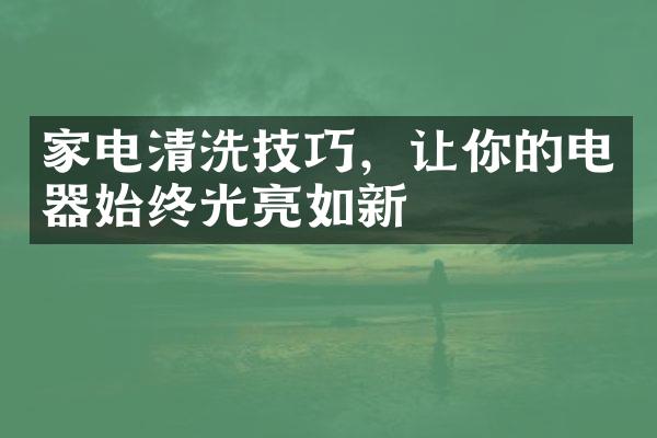 家电清洗技巧，让你的电器始终光亮如新