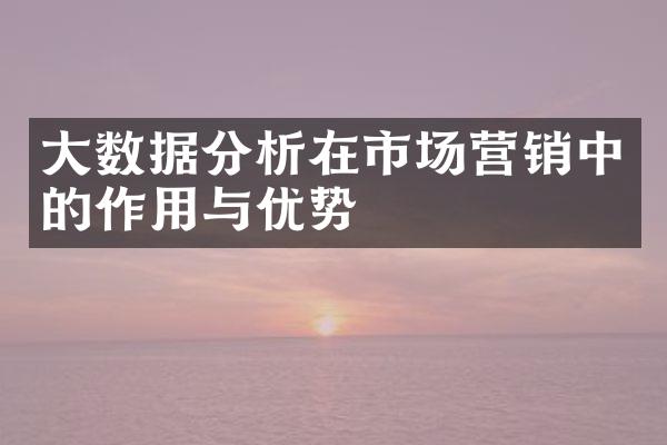 大数据分析在市场营销中的作用与优势