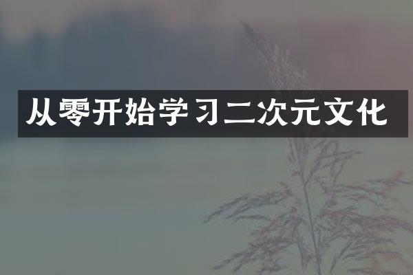从零开始学习二次元文化