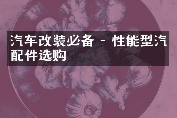 汽车改装必备 - 性能型汽配件选购