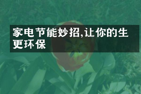 家电节能妙招,让你的生活更环保