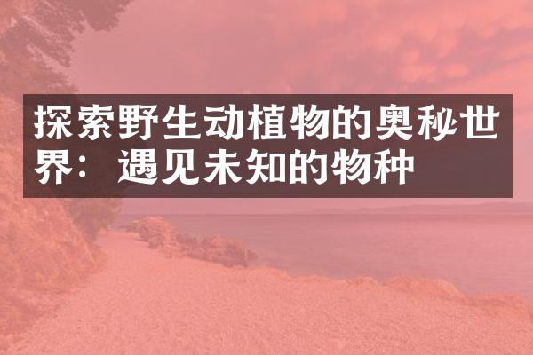 探索野生动植物的奥秘世界：遇见未知的物种