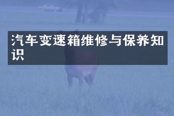 汽车变速箱维修与保养知识