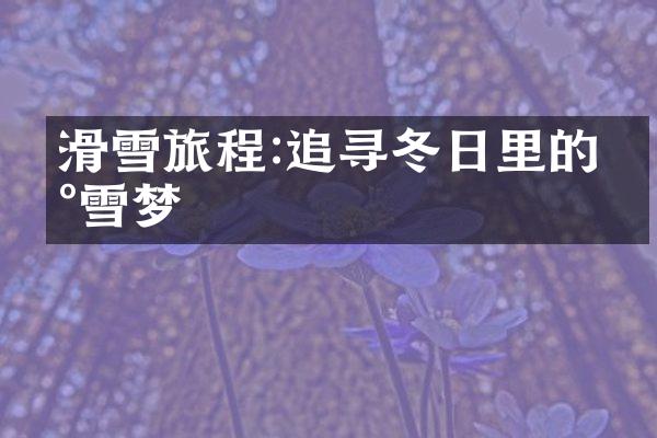 滑雪旅程:追寻冬日里的冰雪梦
