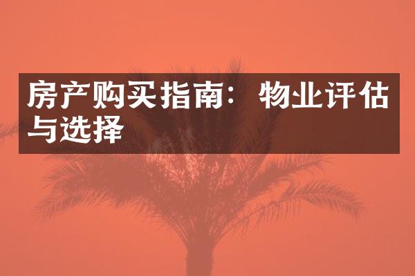 房产购买指南：物业评估与选择