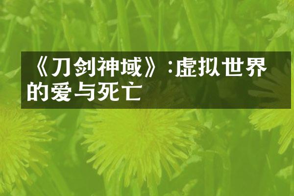 《刀剑神域》:虚拟世界中的爱与死亡