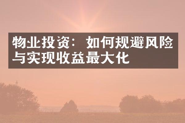 物业投资：如何规避风险与实现收益最大化