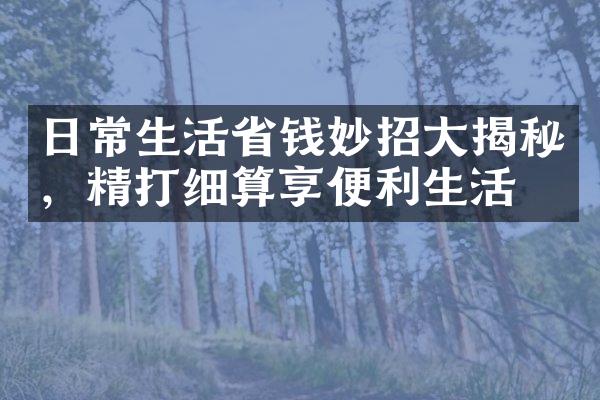 日常生活省钱妙招大揭秘，精打细算享便利生活