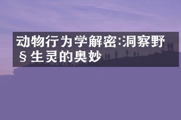 动物行为学解密:洞察野性生灵的奥妙