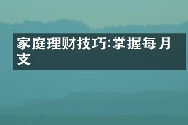 家庭理财技巧:掌握每月开支