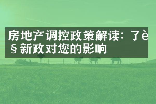 房地产调控政策解读: 了解新政对您的影响