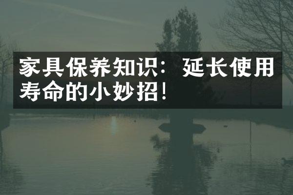 家具保养知识：延长使用寿命的小妙招！