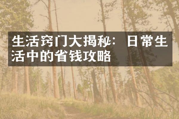 生活窍门大揭秘：日常生活中的省钱攻略