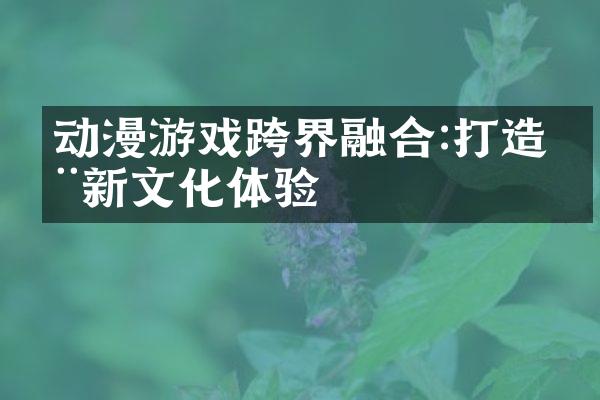 动漫游戏跨界融合:打造全新文化体验