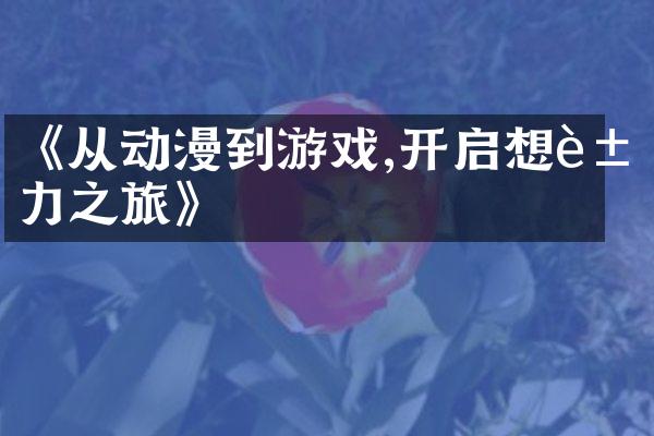 《从动漫到游戏,开启想象力之旅》