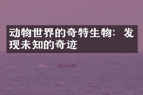 动物世界的奇特生物：发现未知的奇迹