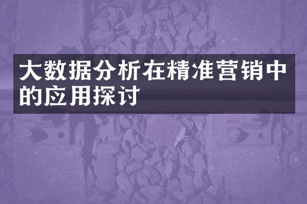 大数据分析在精准营销中的应用探讨