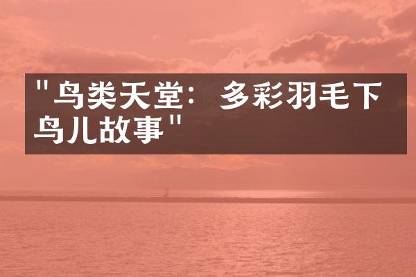 "鸟类天堂：多彩羽毛下的鸟儿故事"