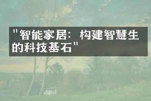 "智能家居：构建智慧生活的科技基石"