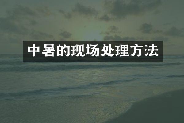 中暑的现场处理方法