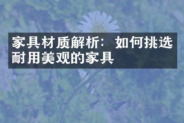 家具材质解析：如何挑选耐用美观的家具