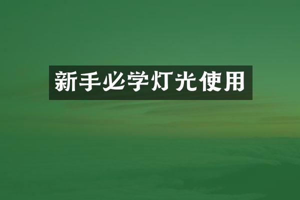 新手必学灯光使用