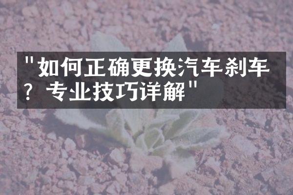 "如何正确更换汽车刹车片？专业技巧详解"