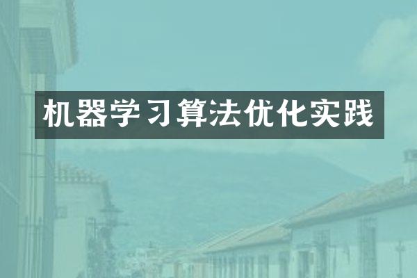 机器学习算法优化实践