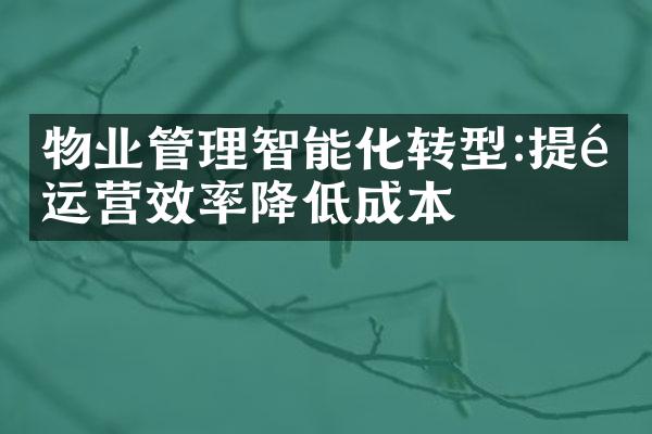 物业管理智能化转型:提高运营效率降低成本