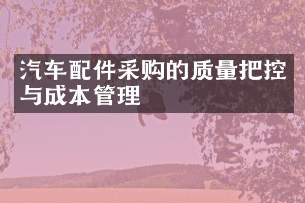汽车配件采购的质量把控与成本管理